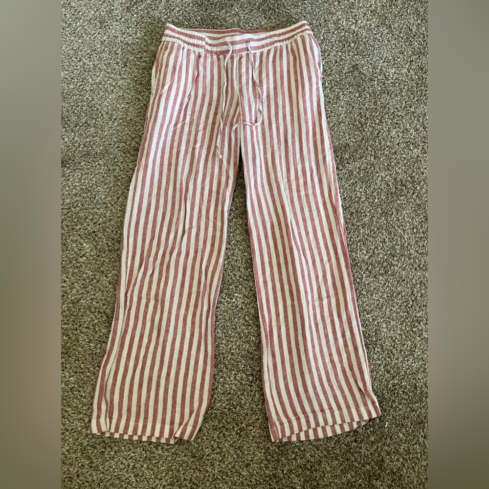 Old Navy Women’s Red Striped Linen Pants - XS
